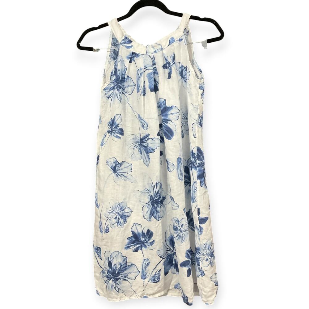 Bellambia Dress Women XS Blue White Linen
